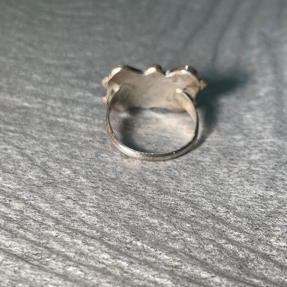 Zuni Silver and Turquoise Butterfly Ring – 7 1/2 - Picture 4 of 9